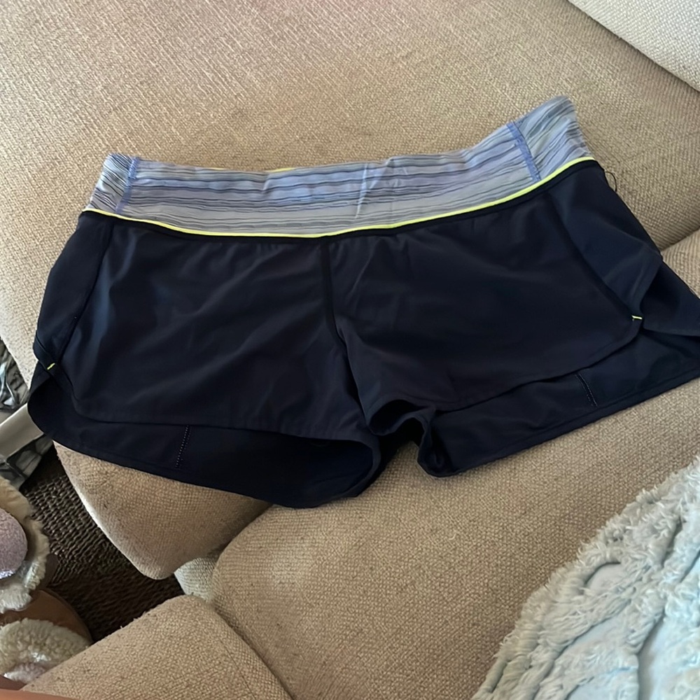 Lululemon speed up short, navy/neon, size 8